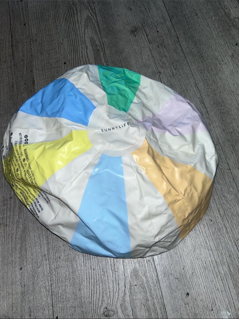 Sunnylife Pastel Panel Inflatable Ball in Blue, Yellow, Green, Purple & Cream